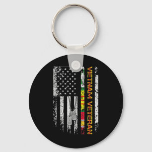 Vietnam Veteran Vintage Flag Memorial Patriotic Key Ring