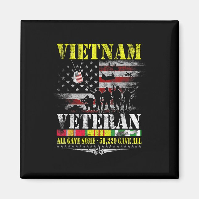 Vietnam Veteran Vintage Flag Memorial Veterans Magnet (Front)