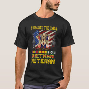 Vietnam Veteran With Us Flag With Combat Boots Pat T-Shirt