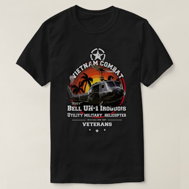 Vietnam Veterans Bell UH1 Iroquois Helicopters T-Shirt (Design Front)
