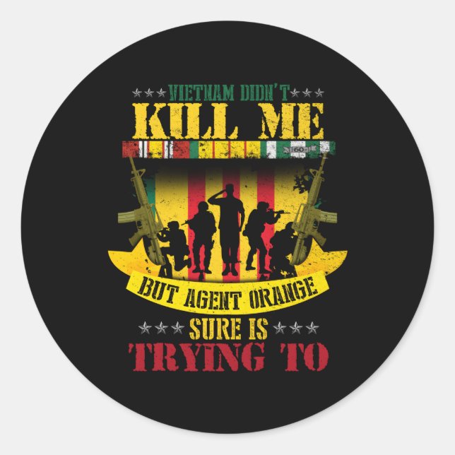 Vietnam Veterans Day Orange Agent Victims Retired  Classic Round Sticker (Front)