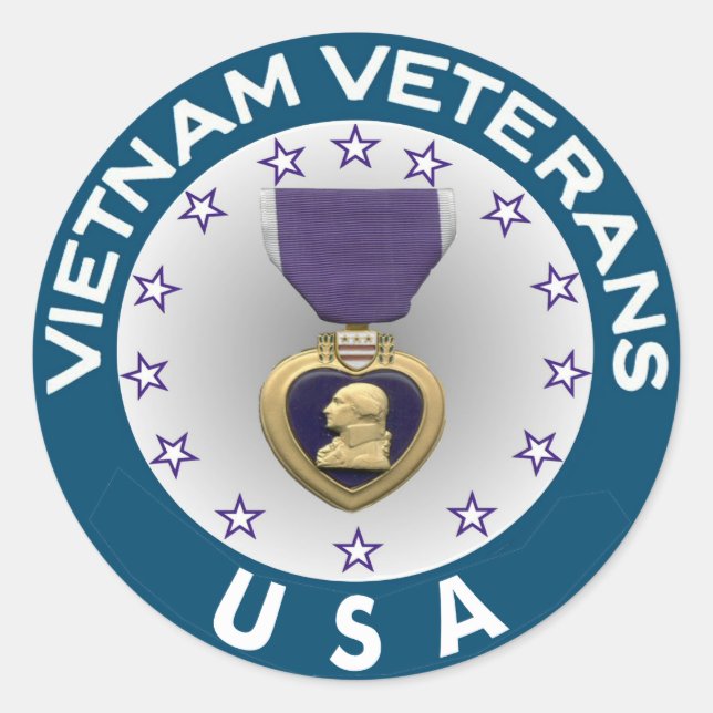 Vietnam Veterans of the USA Purple Heart Classic Round Sticker (Front)
