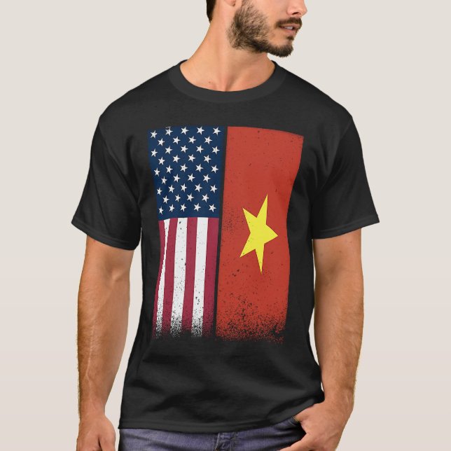 Vietnam  Vietnamese American Flags Proud USA Vietn T-Shirt (Front)