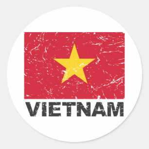 Vietnam Vintage Flag Classic Round Sticker