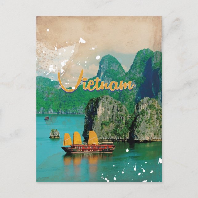 Vietnam vintage vacation poster postcard (Front)