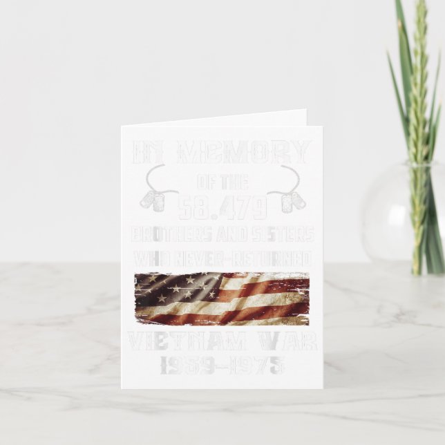 Vietnam War 1959-1975 In Memory Vietnam Veteran Ve Card (Front)