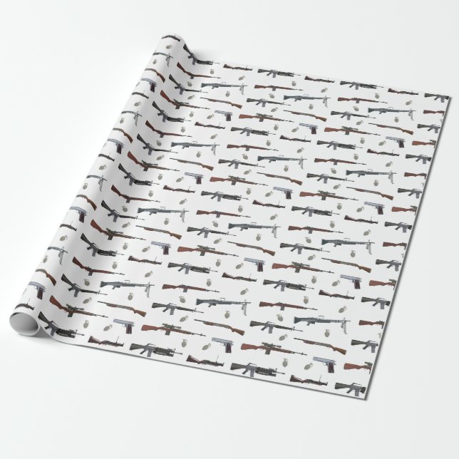Vietnam War American Weapons Wrapping Paper (Unrolled)