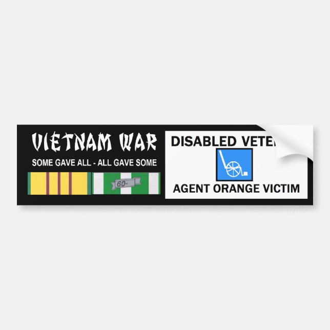VIETNAM WAR - DISABLED VET - AGENT ORANGE VICTIM BUMPER STICKER (Front)