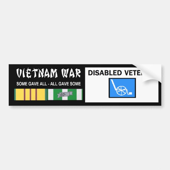 VIETNAM WAR - DISABLED VET BUMPER STICKER (Front)