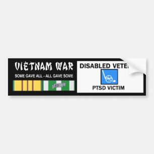 VIETNAM WAR - DISABLED VET - PTSD VICTIM BUMPER STICKER
