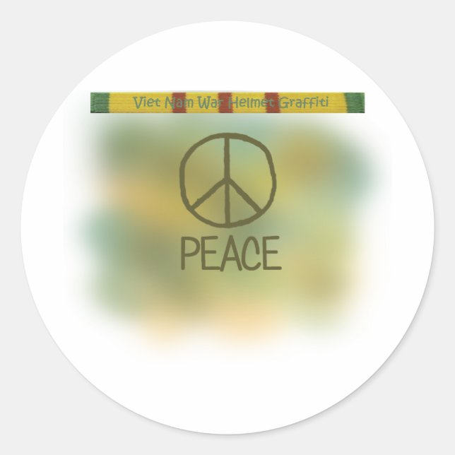 Vietnam war helmet graffiti classic round sticker (Front)