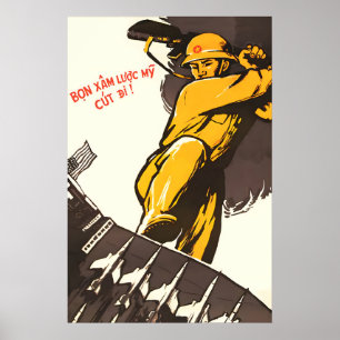 Vietnam War Propaganda Poster 1966 Anti-US Print