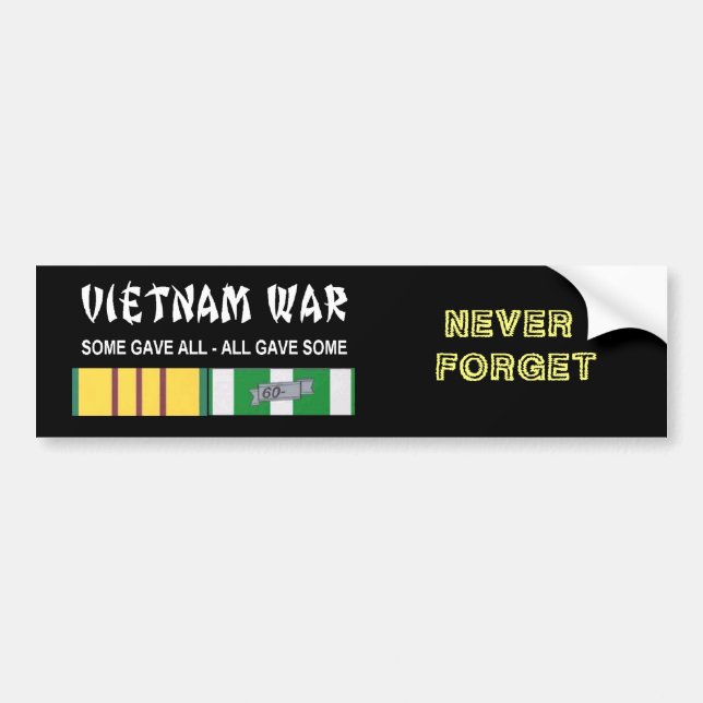 VIETNAM WAR VET NEVER FORGET BUMPER STICKER (Front)