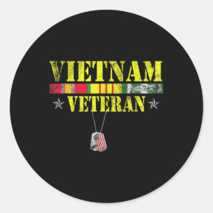 Vietnam War Veteran Dogtag Memorial Patriotic Classic Round Sticker