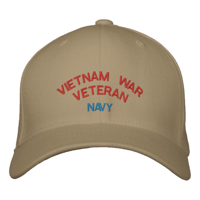 VIETNAM WAR VETERAN, NAVY EMBROIDERED HAT (Front)