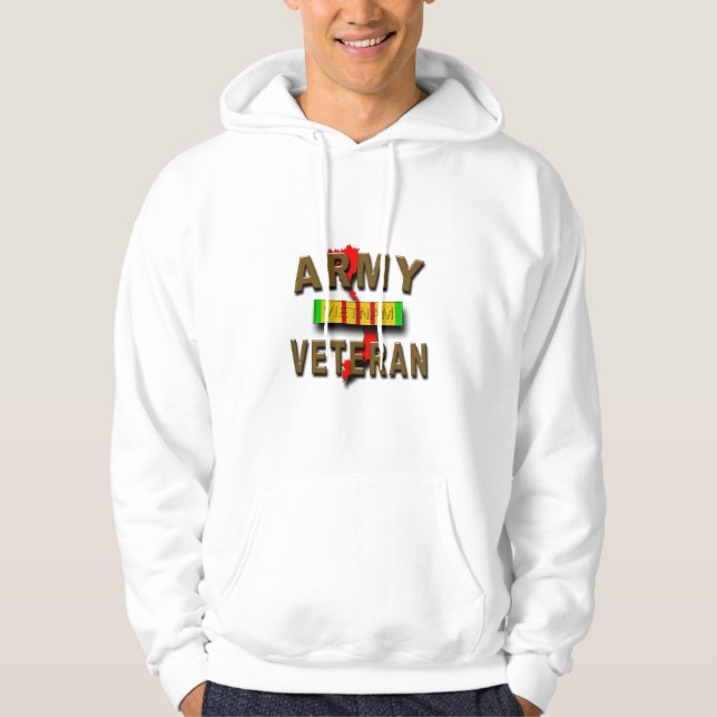 Vietnam War Veteran Service Ribbon, ARMY Hoodie (Front)