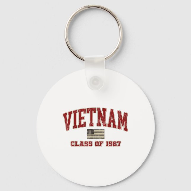 Vietnam War Veteran Shirt Military Cl Of 1967  Key Ring (Front)