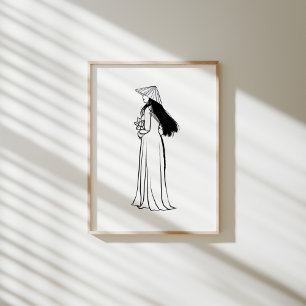 Vietnamese Ao Dai Woman with Lotus and Non La Poster