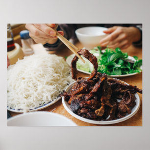 Vietnamese Bun Cha Eating Asian Foods Poster