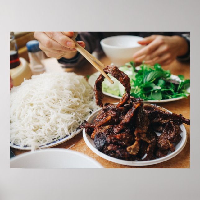 Vietnamese Bun Cha Eating Asian Foods Poster (Front)