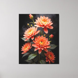 Vietnamese Chrysanthemum on the Moon Canvas Print