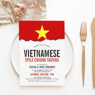 Vietnamese Cuisine   Party Flag White Invite