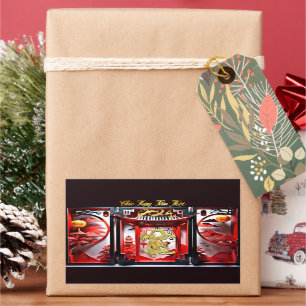 Vietnamese Dragon New Year 2024 Origami SqS Rectangular Sticker