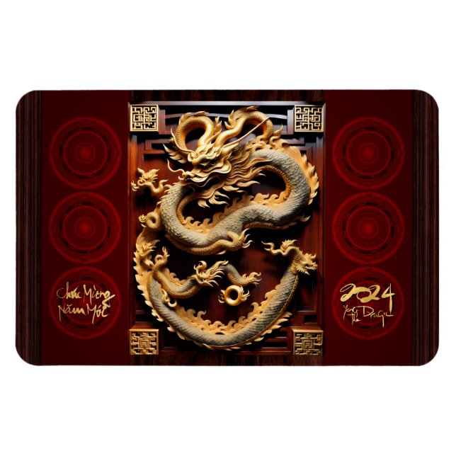 Vietnamese Drums Têt Dragon New Year Scupture FlM Magnet (Horizontal)