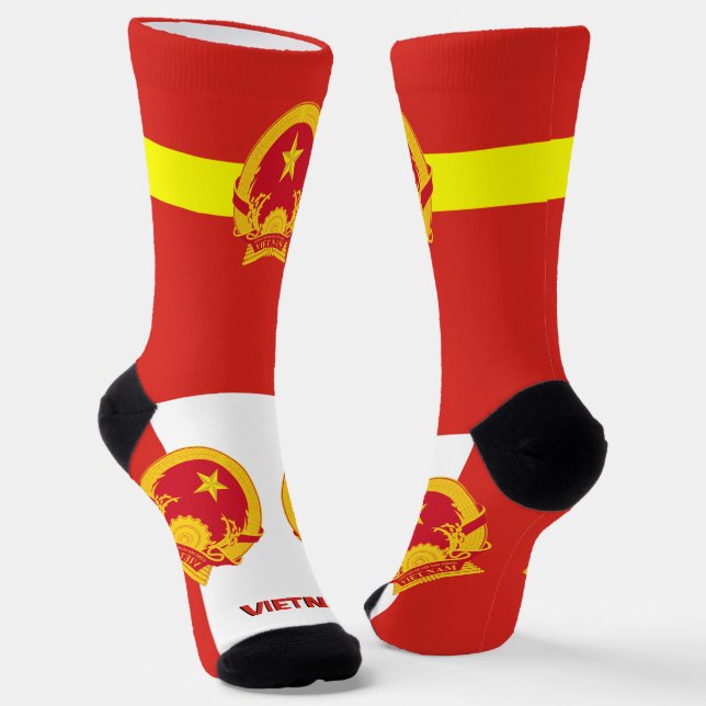 Vietnamese Flag Patriotic, Sustainable Vietnam Socks (Angled)