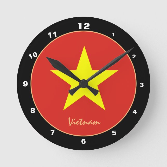 Vietnamese Flag, Vietnam patriotic Home / design Round Clock (Front)