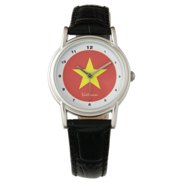 Vietnamese Flag & Vietnam trendy fashion /design Watch (Front)