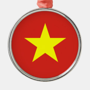 Vietnamese Flag (Vietnam) (Yellow Star) Metal Tree Decoration