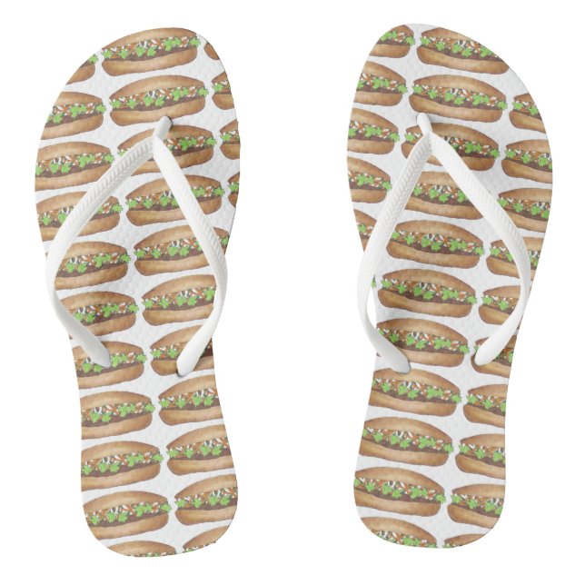 Vietnamese Food Banh Bahn Mi Sandwich Foodie Print Flip Flops (Footbed)