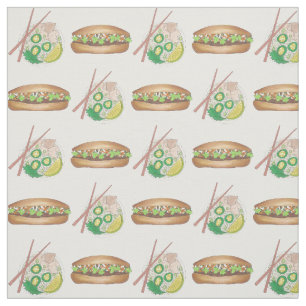 Vietnamese Food Chicken Pho Pork Banh Mi Sandwich Fabric