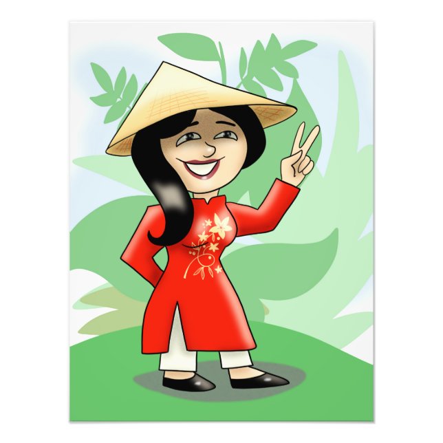 Vietnamese Girl in Ao Dai Photo Print (Front)
