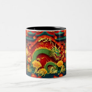Vietnamese Green Dragon New Year 2024 2TMug1 Two-Tone Coffee Mug