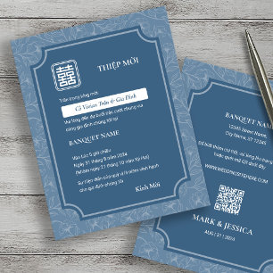 Vietnamese Greyish Blue Song Hy Wedding Thiep Moi