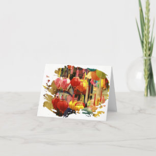 Vietnamese Lantern Folded Notecard