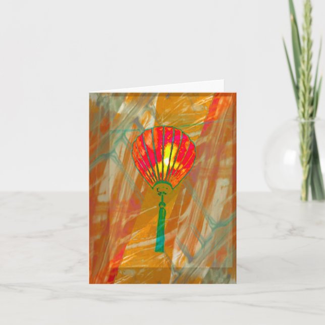 Vietnamese Lantern Folded Thank You Card (Front)