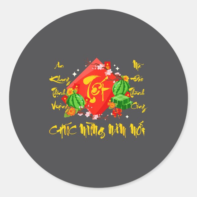 Vietnamese Lunar New Year 2026 Tet Viet Chuc Mung  Classic Round Sticker (Front)