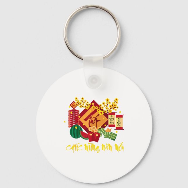Vietnamese Lunar New Year 2026 Tet Viet Chuc Mung  Key Ring (Front)