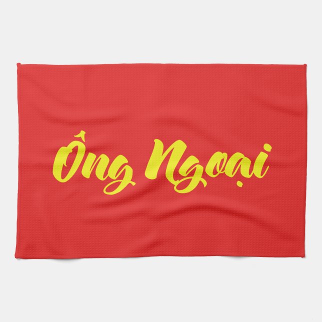 Vietnamese (Maternal) Grandfather - Ông Ngoại Tea Towel (Horizontal)