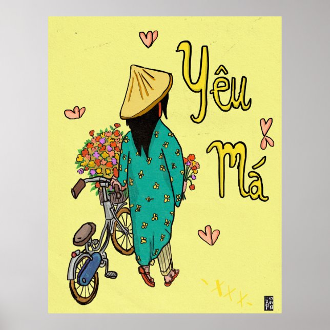 Vietnamese Mum Illustration Mothers Day Gift Poster (Front)