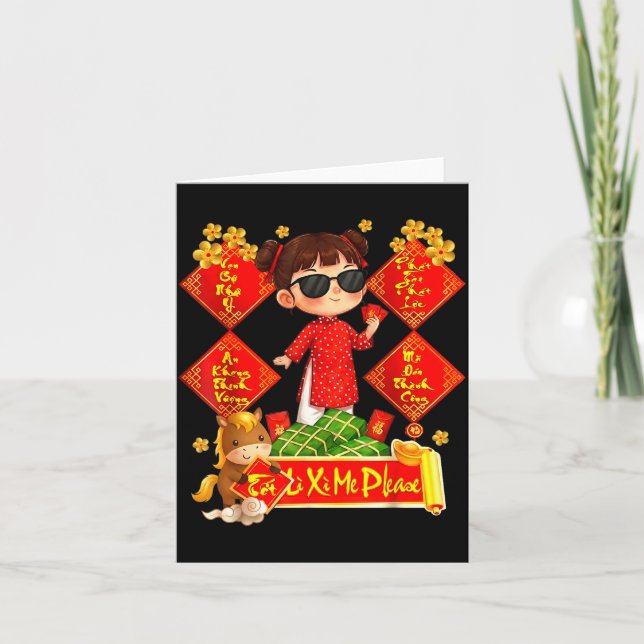 Vietnamese New Year 2026 Li Xi Me Please Tet Decor Card (Front)