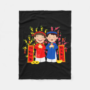 Vietnamese New Year Decoration Chuc Mung Nam Moi T Fleece Blanket
