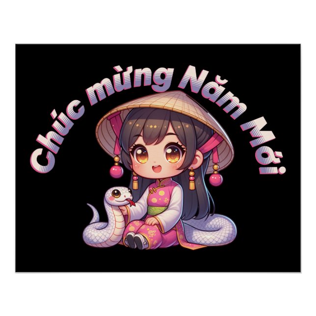 Vietnamese New Year Girl & Snake Poster (Front)