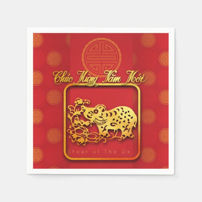 Vietnamese New Year OX paper-cut PN Napkin (Front)
