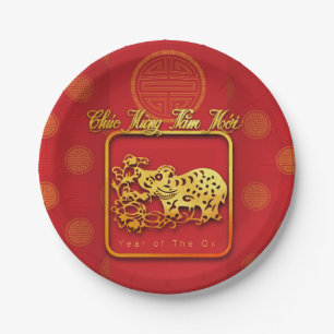 Vietnamese New Year OX paper-cut PP Paper Plate