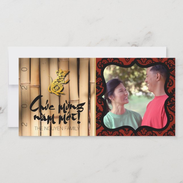 Vietnamese New Year Rat 2020 Family Greeting TYC Thank You Card (Front)