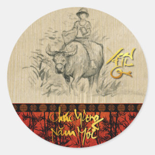 Vietnamese New Year Têt OX and Child 2021 RS Classic Round Sticker